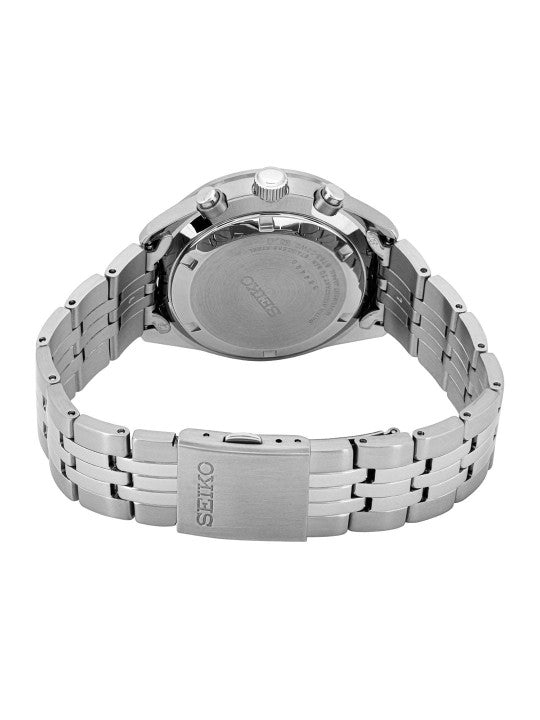 SEIKO Men's Automatic Motion Powered Watch, Patterned Blue Dial, Stainless Steel Bracelet