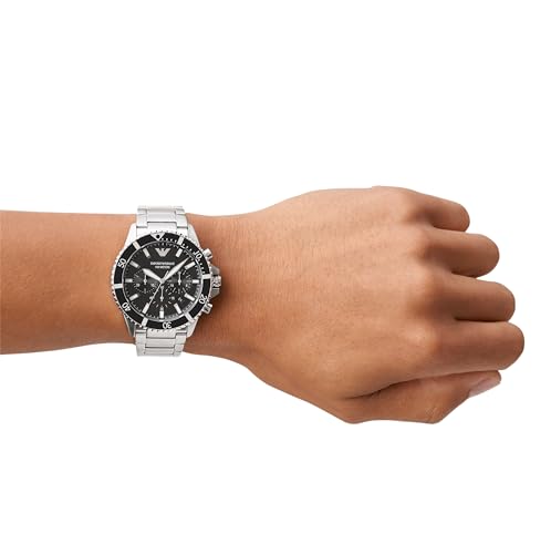 Sophisticated Emporio Armani Men's Analog Watch with Black Dial and Steel Band