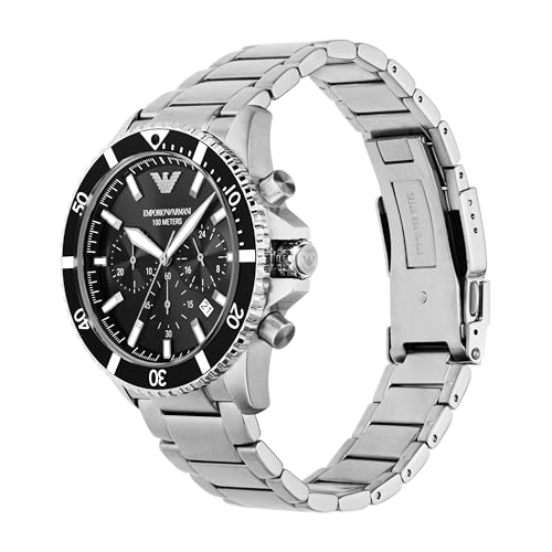 Sophisticated Emporio Armani Men's Analog Watch with Black Dial and Steel Band