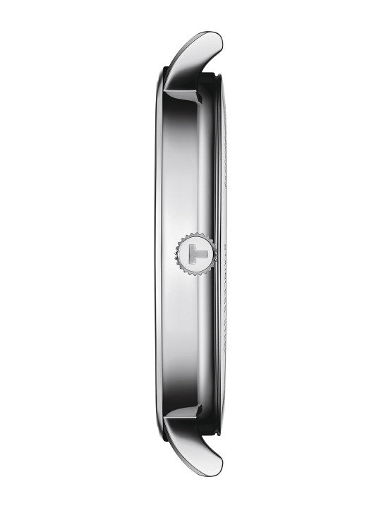 Tissot Men's Classic Analog Watch: Black Leather Strap, White Roman Dial