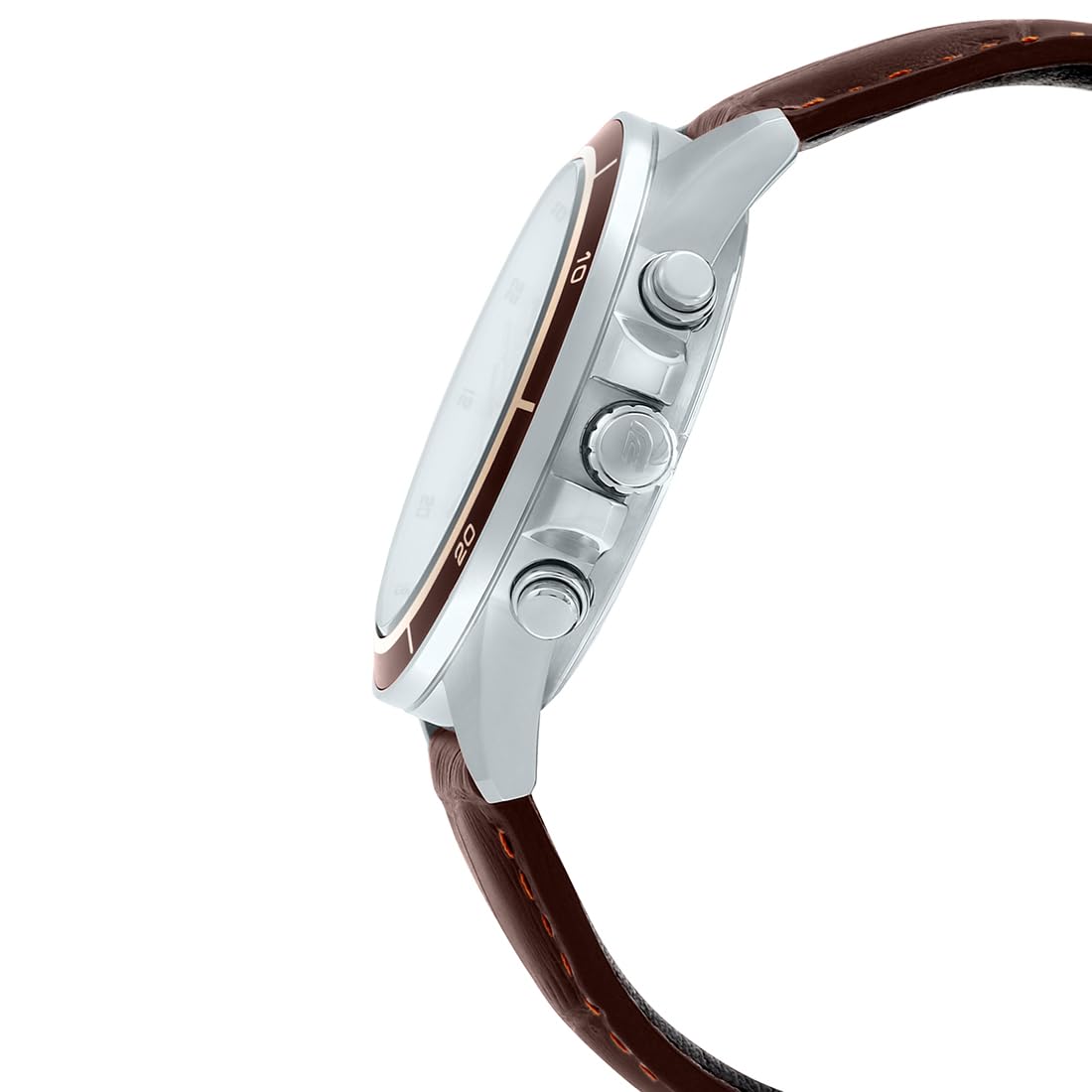 Casio Edifice Men's Chronograph Watch: Beige Dial, Brown Leather Band, 100M Water Resistant