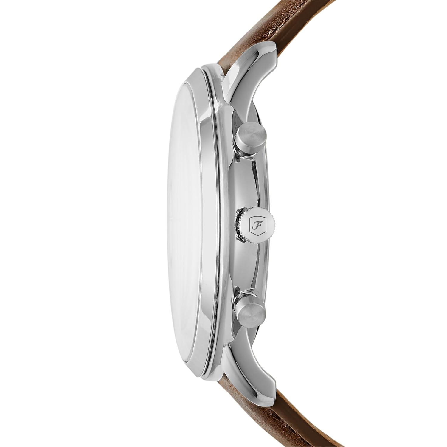 Fossil Men's Off-White Dial Analog Quartz Chronograph Watch with Brown Leather Band