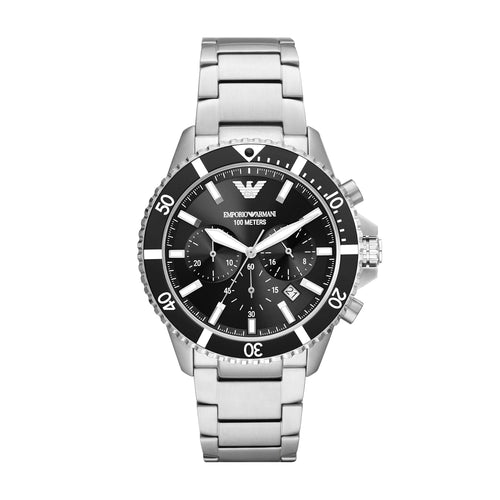 Sophisticated Emporio Armani Men's Analog Watch with Black Dial and Steel Band