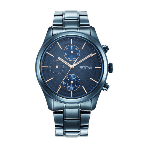 Titan Neo Splash Men's Multifunction Quartz Watch - Midnight Blue Steel
