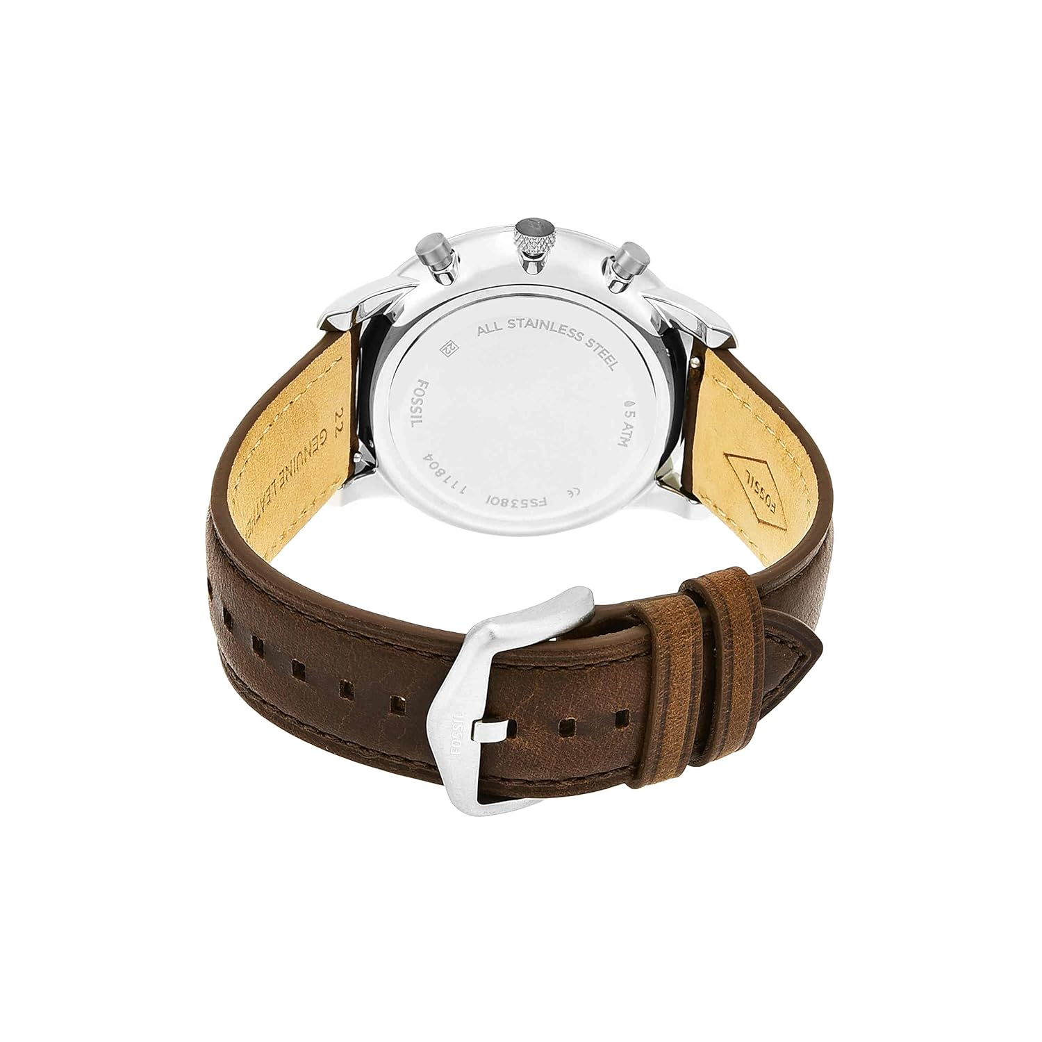 Fossil Men's Off-White Dial Analog Quartz Chronograph Watch with Brown Leather Band
