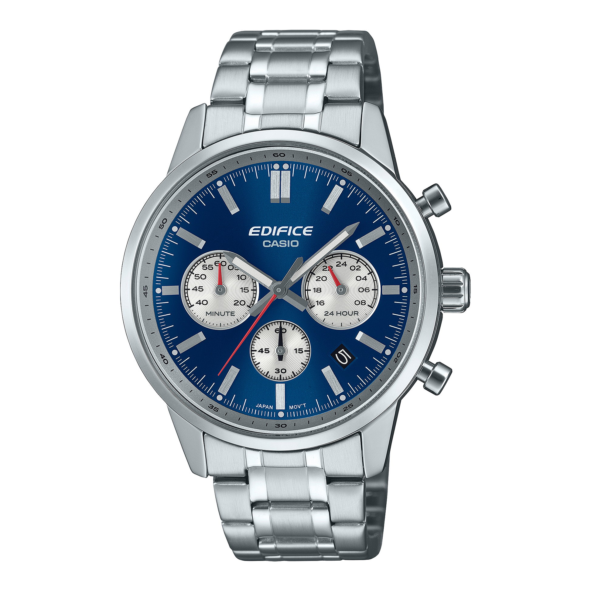 Casio Edifice EFR-575D Sporty Chronograph Watch, Durable Stainless Steel, Blue Dial