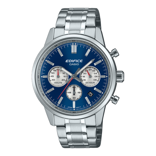 Casio Edifice EFR-575D Sporty Chronograph Watch, Durable Stainless Steel, Blue Dial