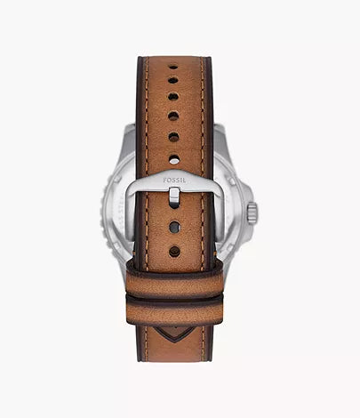 Fossil Blue Dive Men's Watch: Tan LiteHide Leather, Three-Hand Date Dial