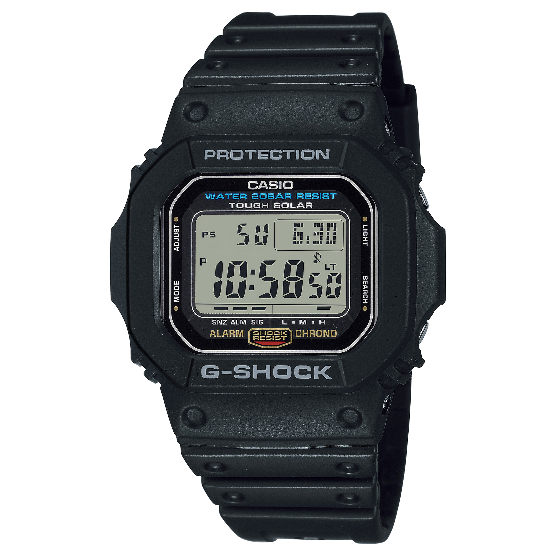 Durable Solar Black G-Shock Watch, Shock Resistant, 200M Water Resistant, Digital Display