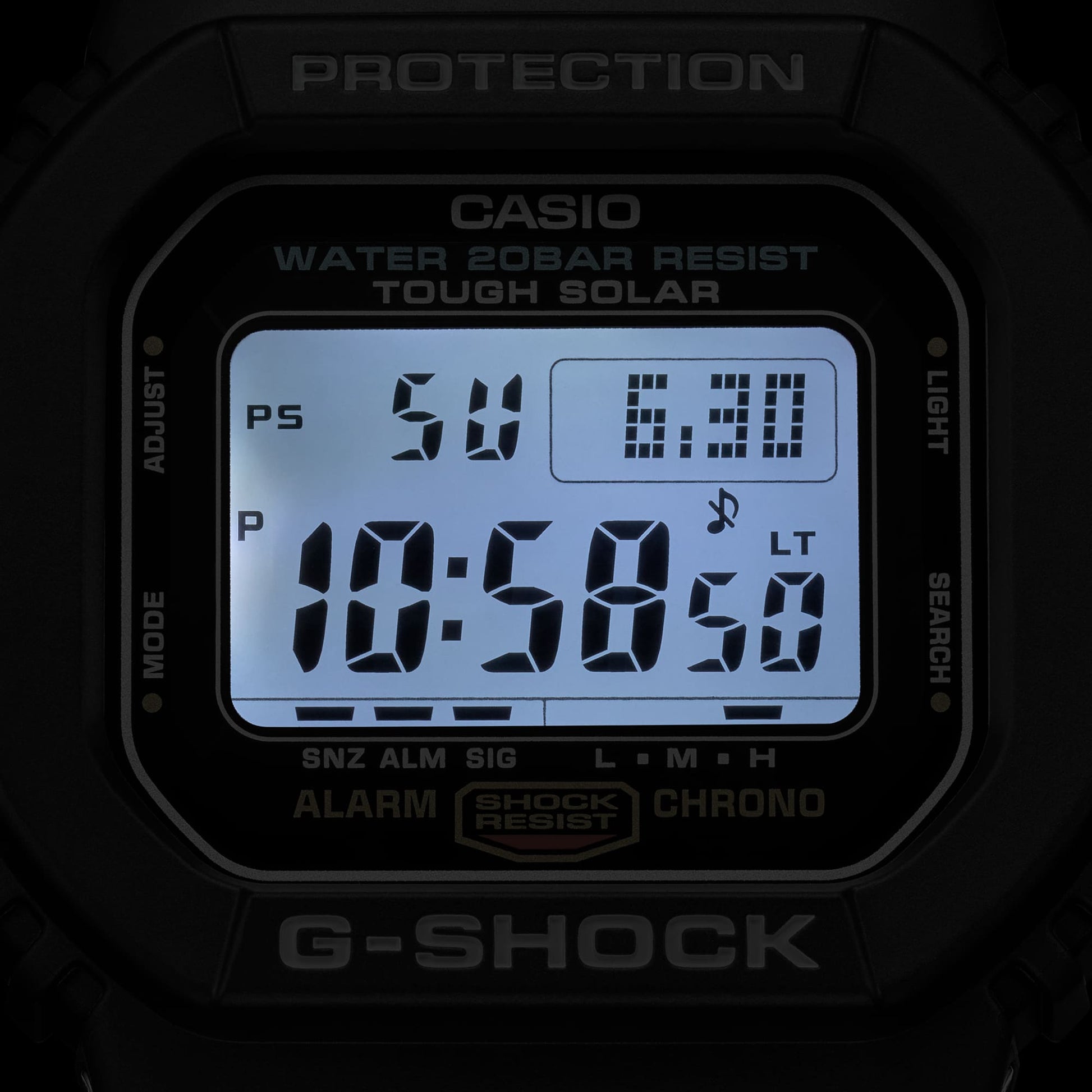 Durable Solar Black G-Shock Watch, Shock Resistant, 200M Water Resistant, Digital Display