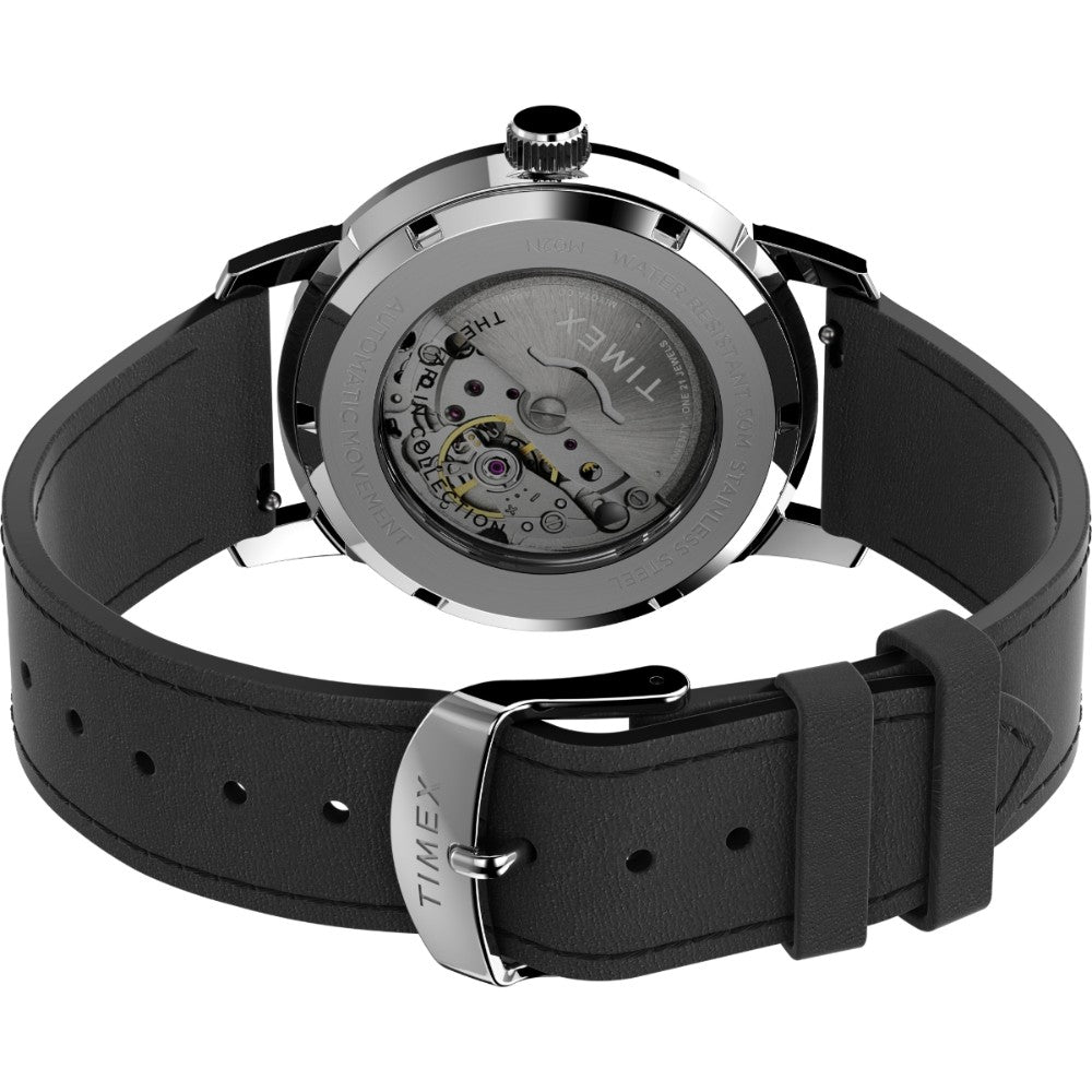 Timex Marlin Automatic 40mm Watch: Green Dial, Black Leather Strap, Self-Winding