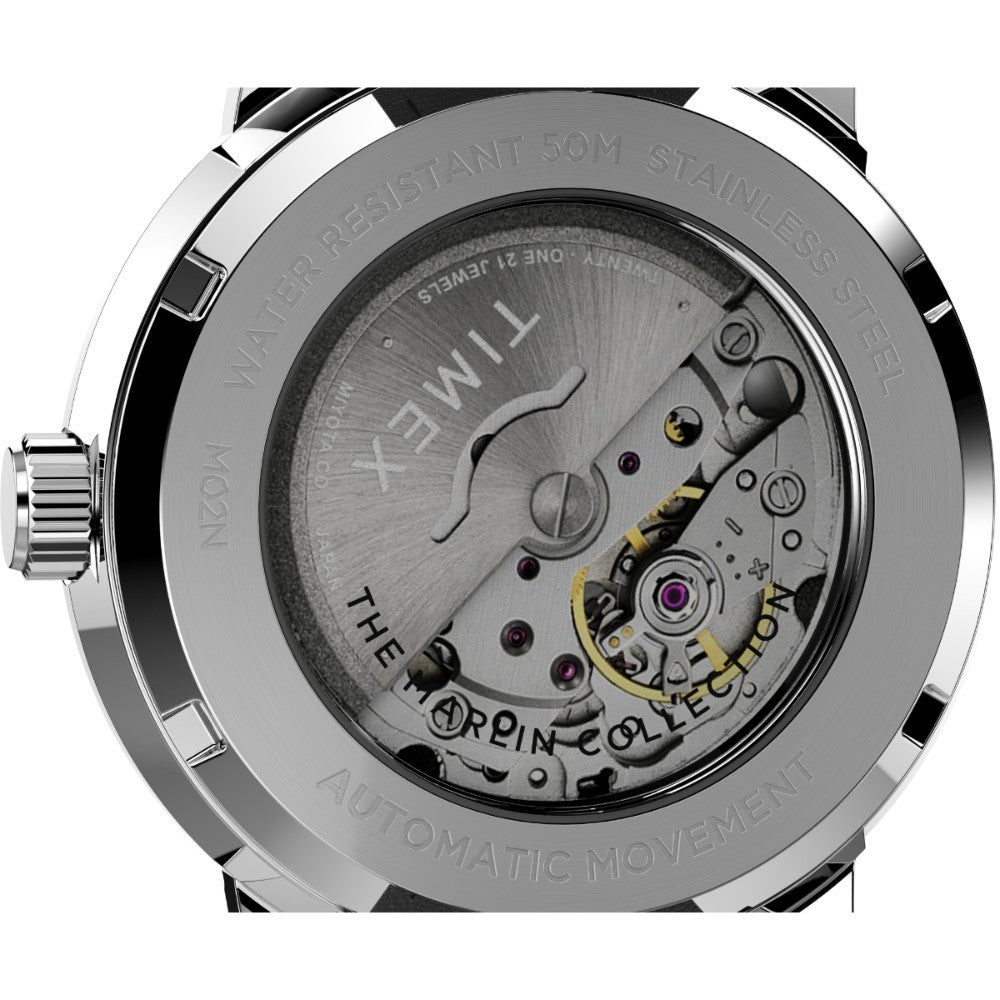 Timex Marlin Automatic 40mm Watch: Green Dial, Black Leather Strap, Self-Winding