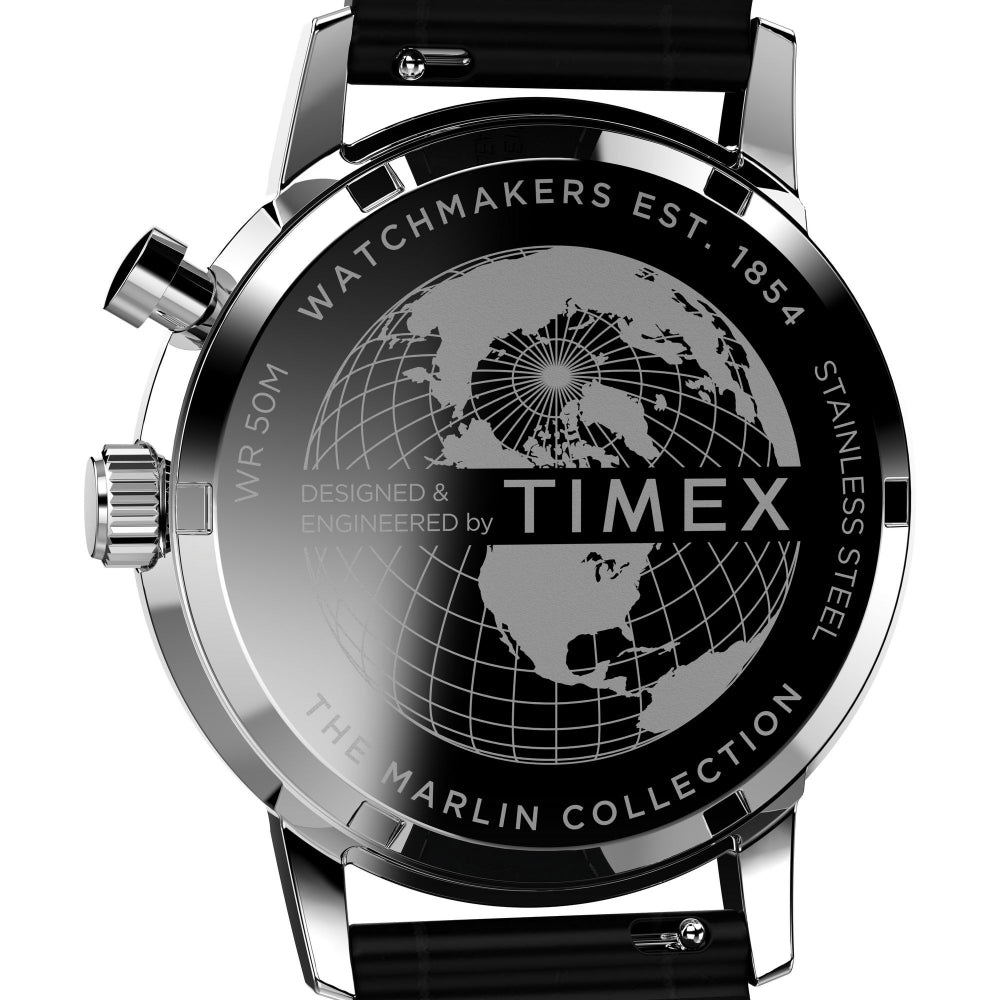 Timex Marlin Moon Phase 40mm Stainless Steel Quartz Watch Blue Dial