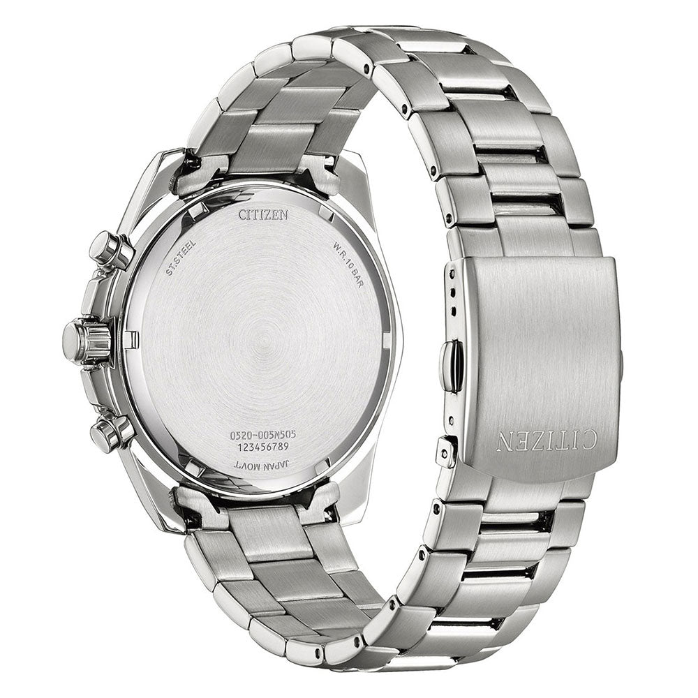 Citizen Men's Quartz Chronograph Watch, Blue Dial, Stainless Steel, Water Resistant