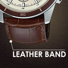 Casio Edifice Men's Chronograph Watch: Beige Dial, Brown Leather Band, 100M Water Resistant