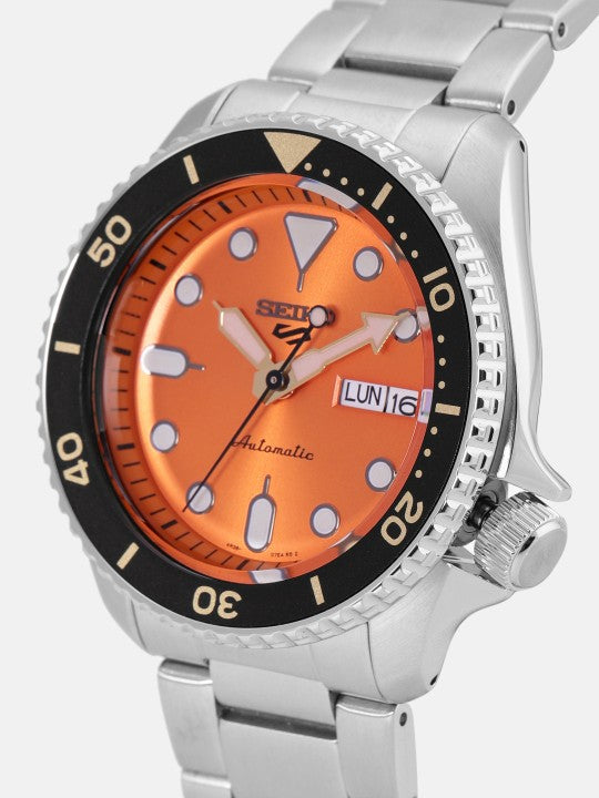 SEIKO 5 Automatic Men's Orange Dial Stainless Steel Dive Watch SRPD59K1