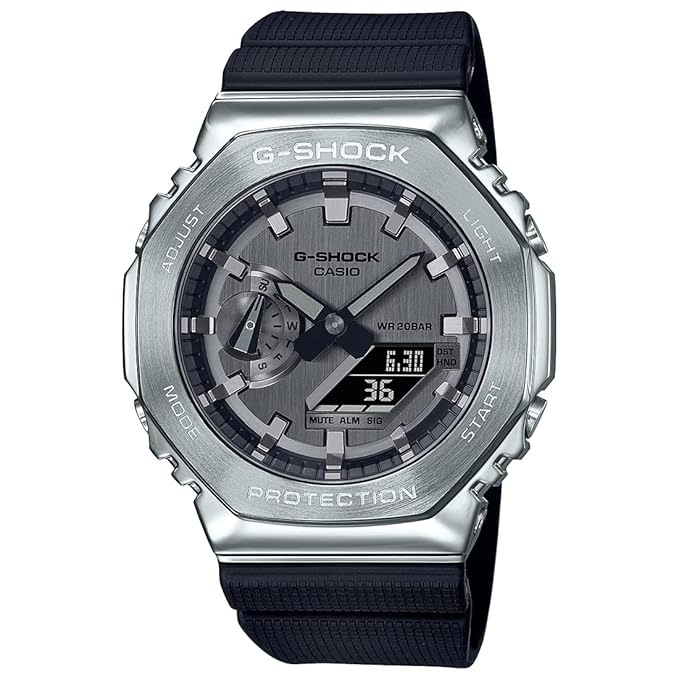 Casio G-Shock Silver Analog-Digital Dial Black Resin Strap
