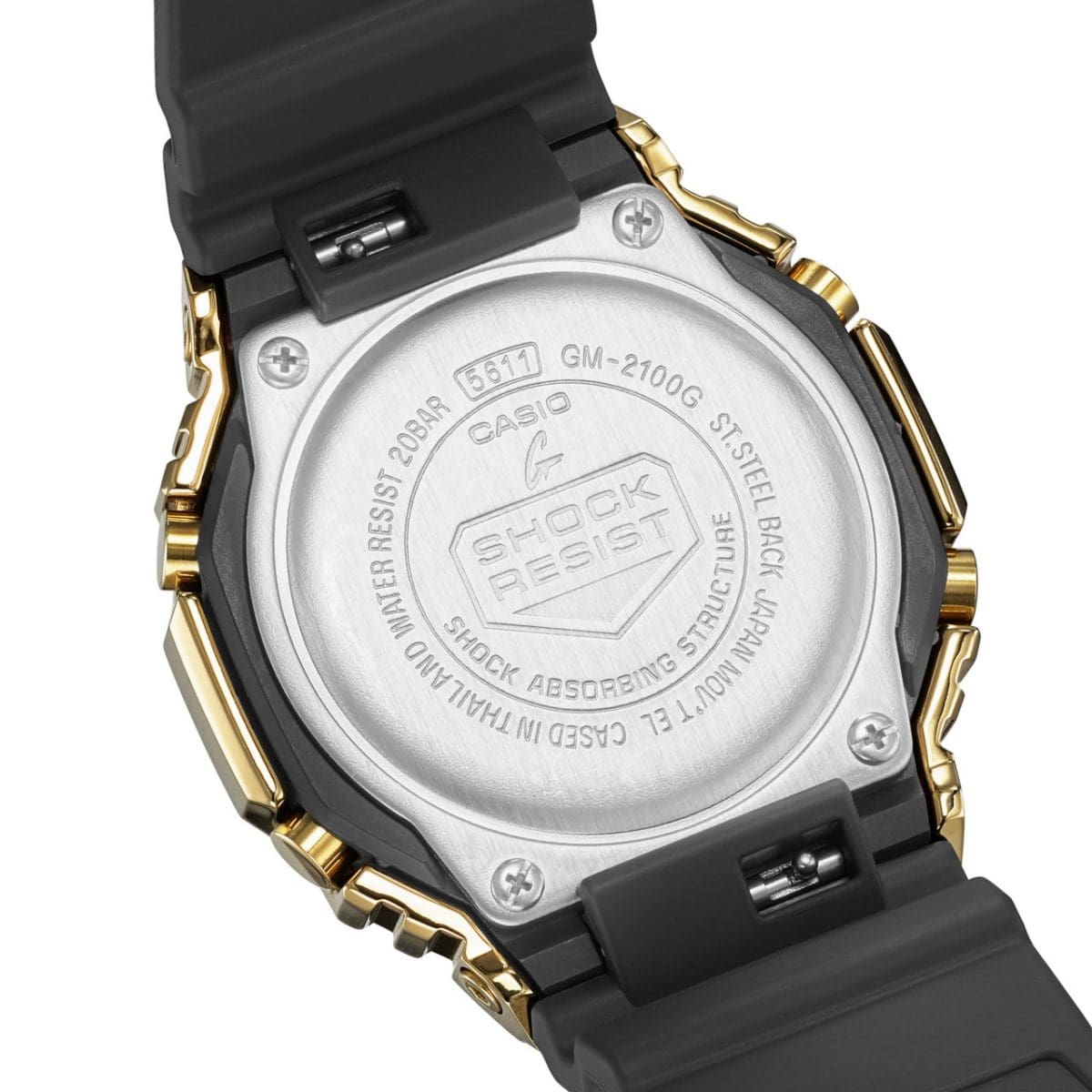 Casio G-SHOCK 2100 Series Gold Metal Bezel Black Resin Shock Resistant Watch