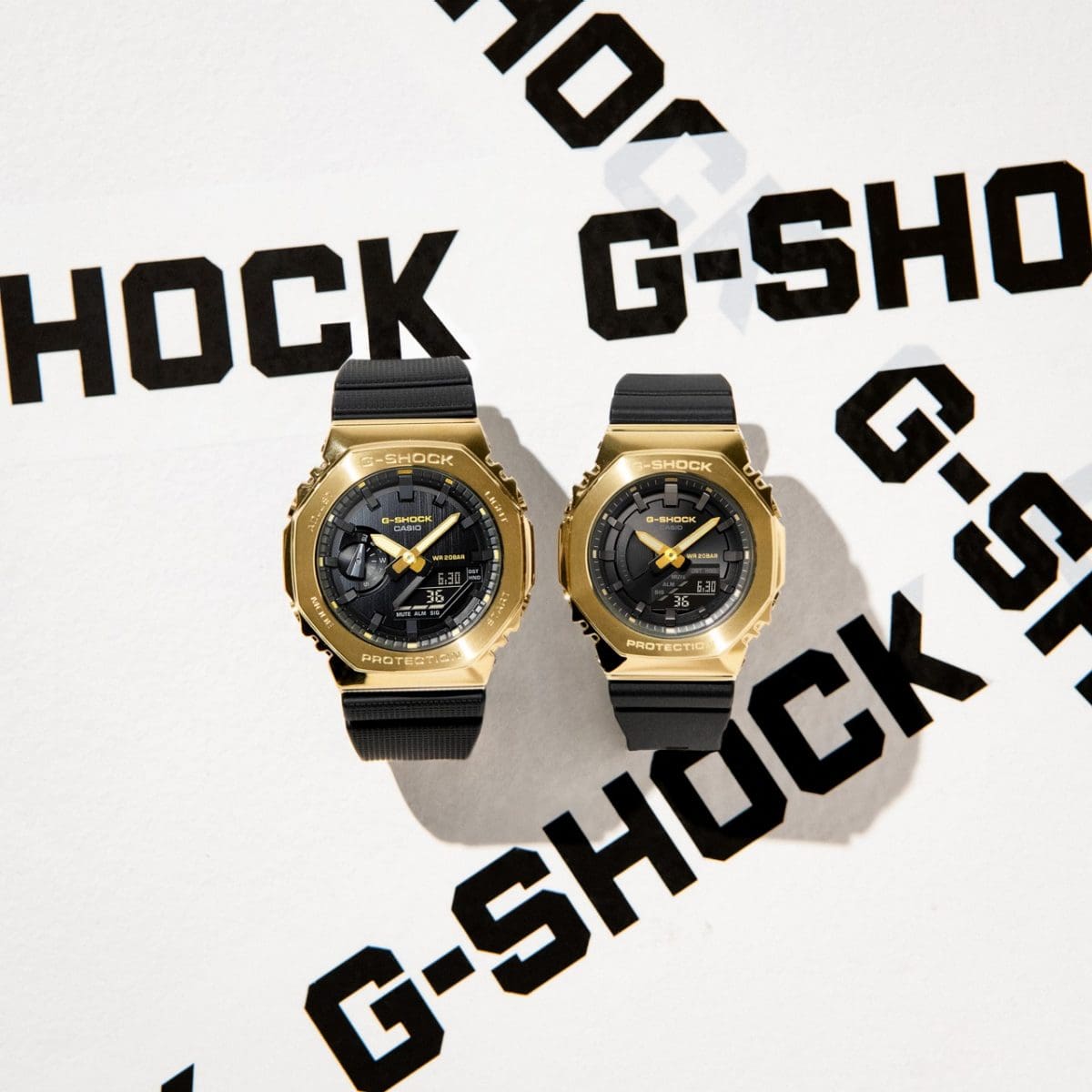 Casio G-SHOCK 2100 Series Gold Metal Bezel Black Resin Shock Resistant Watch