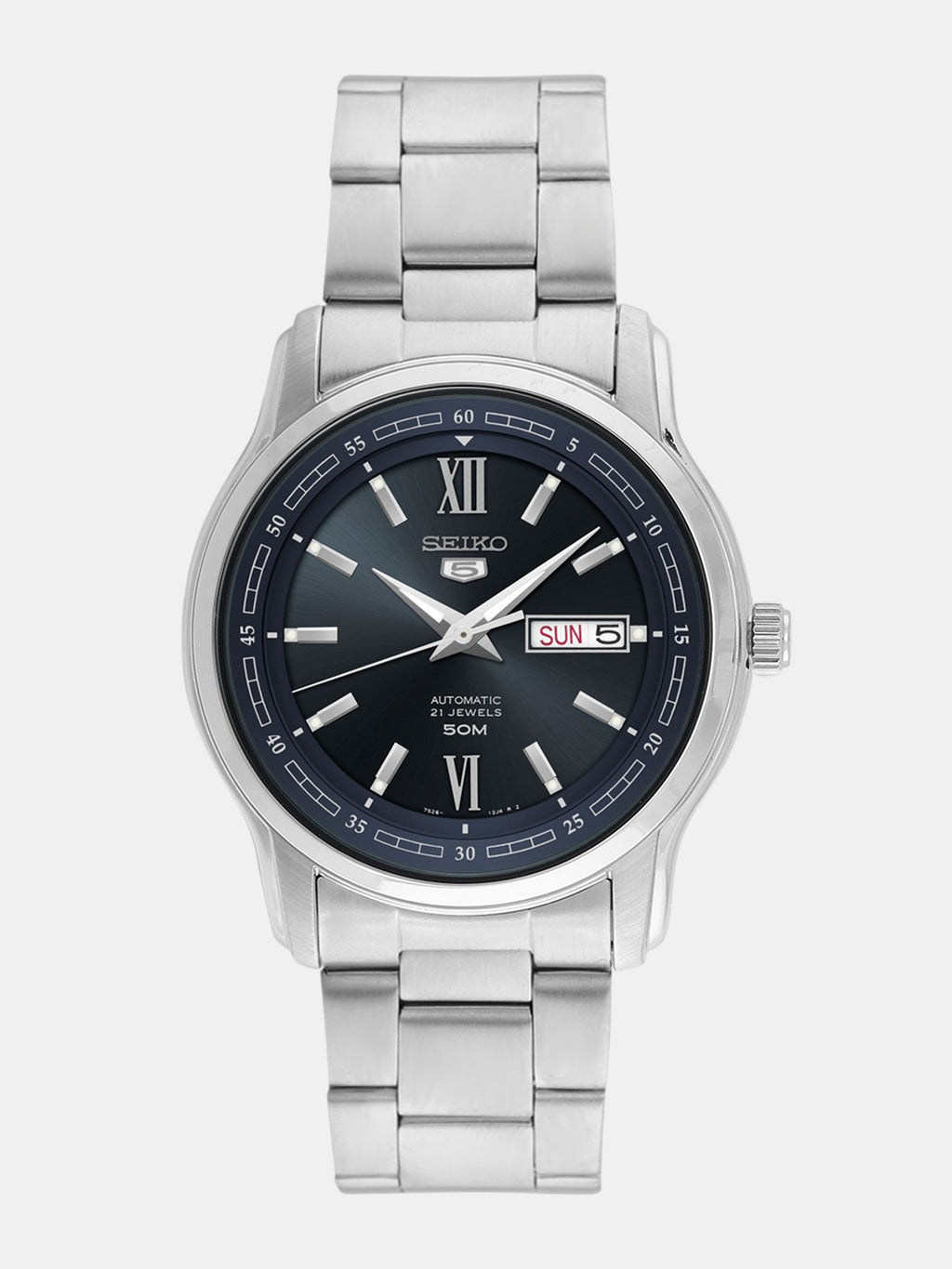 Seiko Men's Automatic Navy Blue Dial Stainless Steel Dress Watch SNKP17K1