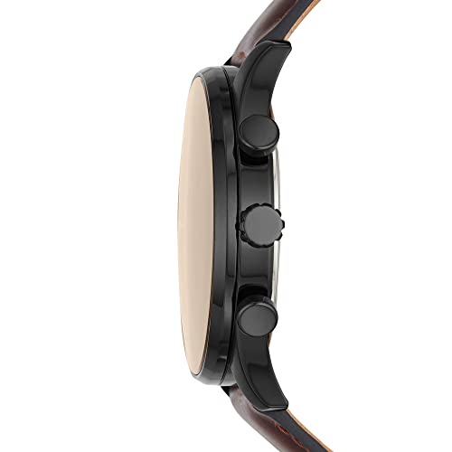 Fossil Sullivan Men's Analog Watch with Black Dial, Brown Leather Strap