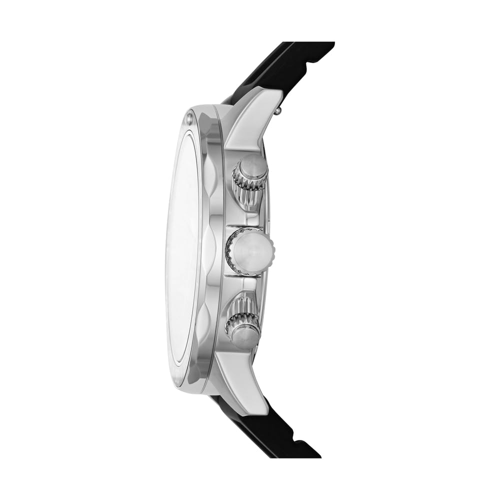 Fossil Bannon Men's Analog Watch: Black Dial, Silicone Strap, Water Resistant