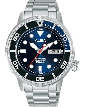Alba Men's Stainless Steel Automatic Watch, Blue Dial, Silver Band, AL4245X1