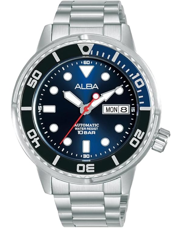 Alba Men's Stainless Steel Automatic Watch, Blue Dial, Silver Band, AL4245X1