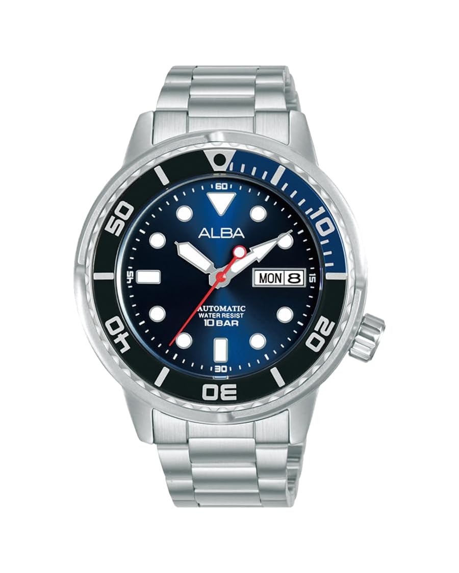 Alba Men's Stainless Steel Automatic Watch, Blue Dial, Silver Band, AL4245X1