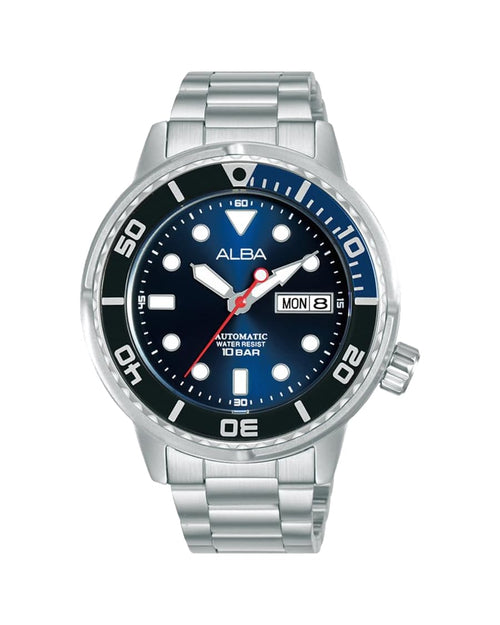 Alba Men's Stainless Steel Automatic Watch, Blue Dial, Silver Band, AL4245X1