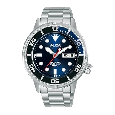 Alba Men's Stainless Steel Automatic Watch, Blue Dial, Silver Band, AL4245X1