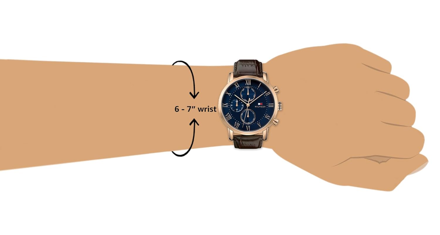 Tommy Hilfiger Men's Blue Dial Quartz Analog Watch with Brown Leather Strap