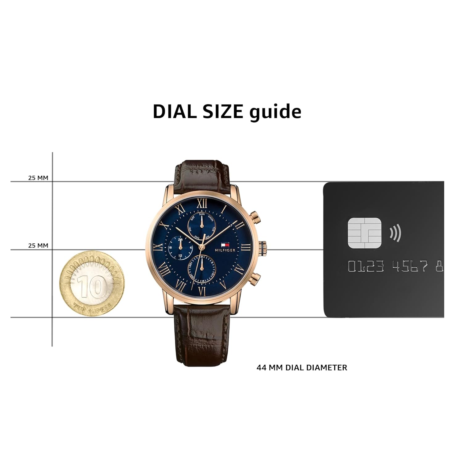 Tommy Hilfiger Men's Blue Dial Quartz Analog Watch with Brown Leather Strap