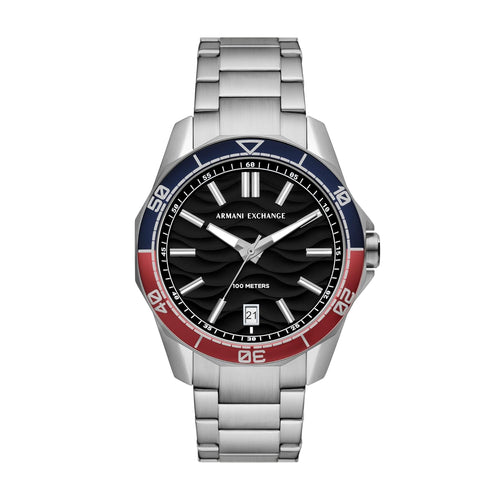 Armani Exchange Men's Black Dial Stainless Steel Analog Watch