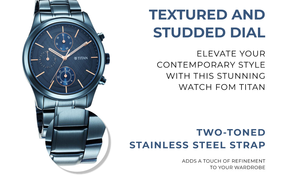 Titan Neo Splash Men's Multifunction Quartz Watch - Midnight Blue Steel