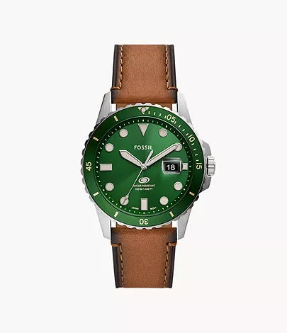 Fossil Blue Dive Men's Watch: Tan LiteHide Leather, Three-Hand Date Dial