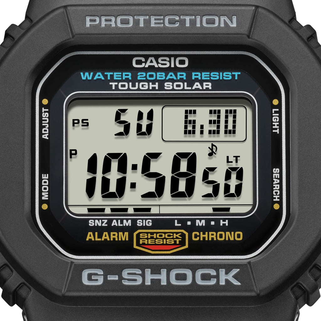 Durable Solar Black G-Shock Watch, Shock Resistant, 200M Water Resistant, Digital Display