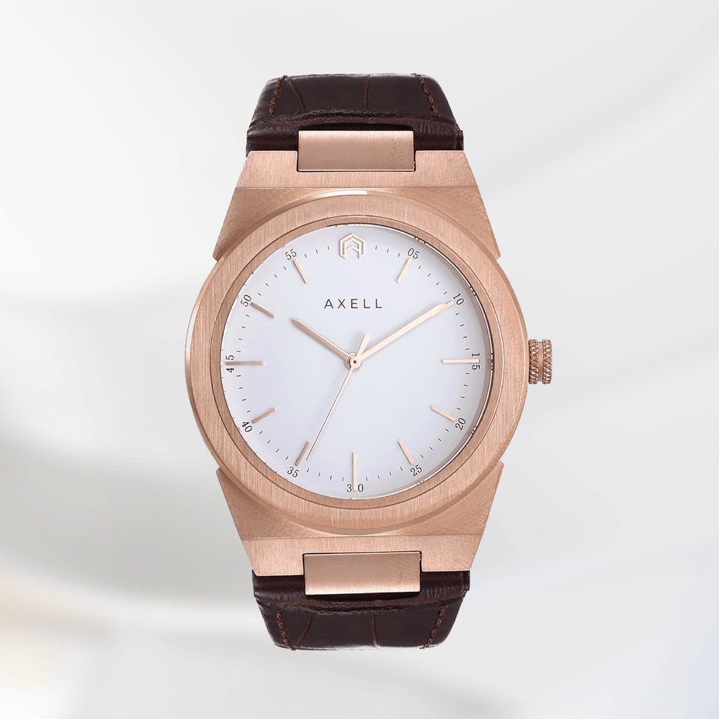 Vanguard Rosegold Tan Leather Strap