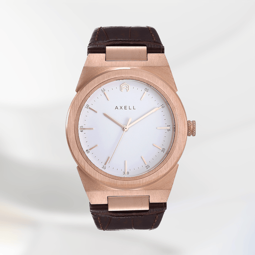 Vanguard Rosegold Tan Leather Strap
