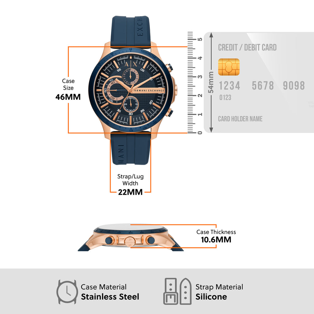 Armani Exchange Silicone Hampton Analog Blue Dial