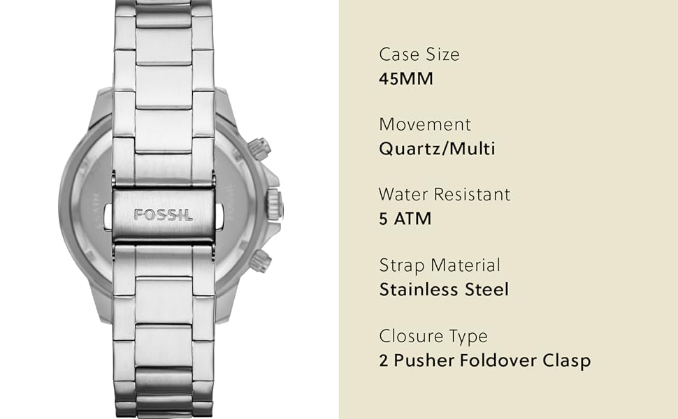 Fossil Bannon Analog Green Dial Men's Watch, Stainless Steel, Multifunction, Durable