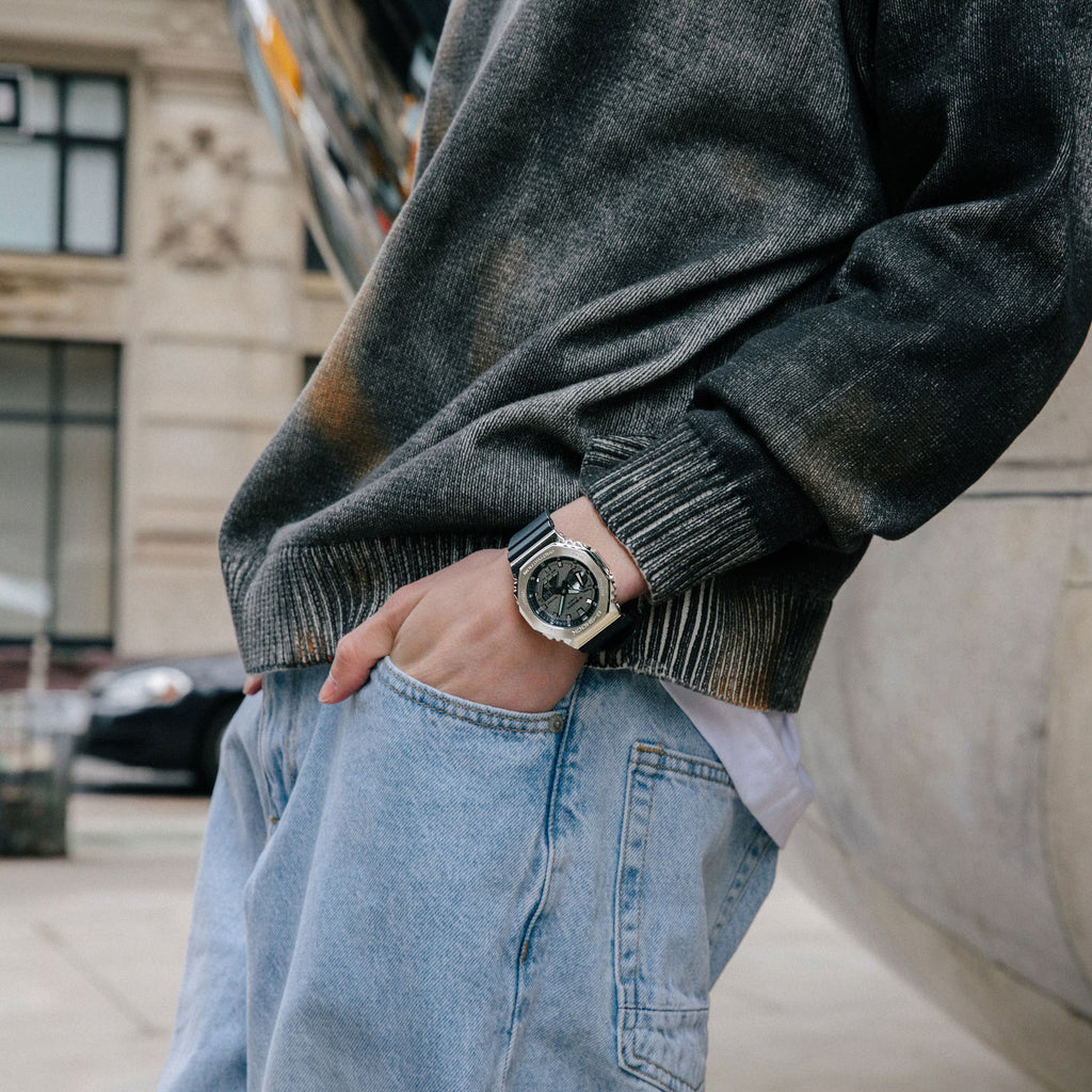 Casio G-Shock Silver Analog-Digital Dial Black Resin Strap GM-2100-1A