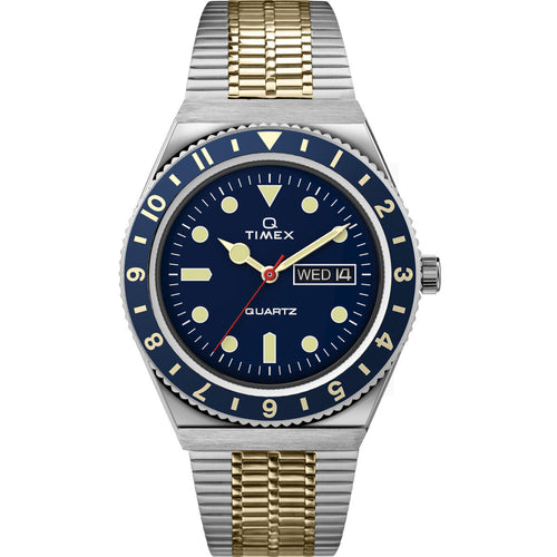 Q Timex Reissue Men's 38mm Blue Dial Quartz Watch with Stainless Steel Bracelet